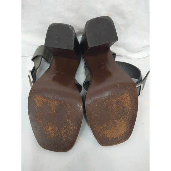 Boemos Italy Block Heel Sandals EU 39 Dark Gray All Leather Strappy Square Toe - Picture 8 of 12